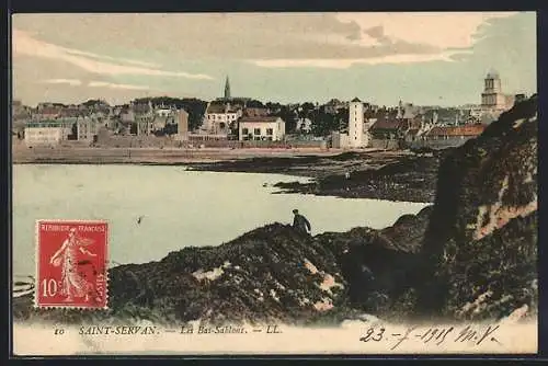 AK Saint-Servan, La Bas-Sablons, vue du littoral et des bâtiments côtiers