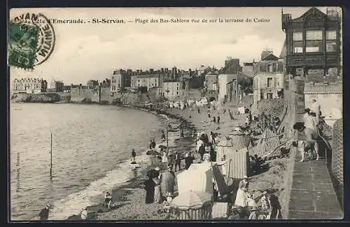 AK Saint-Servan, Plage des Bas-Sablons vue de sur la terrasse du Casino