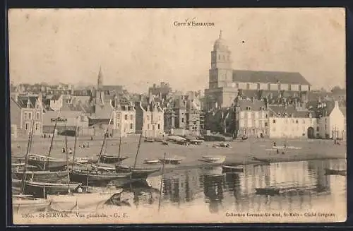 AK Saint-Servan, Vue générale avec bateaux sur la Côte d`Émeraude