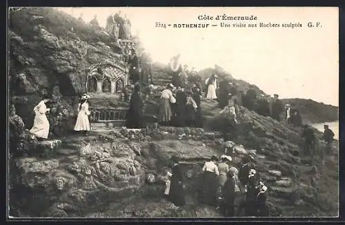 AK Rothéneuf, Une visite aux Rochers sculptés