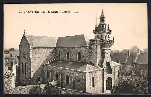 AK Saint-Briac, L`Église et vue aérienne du village