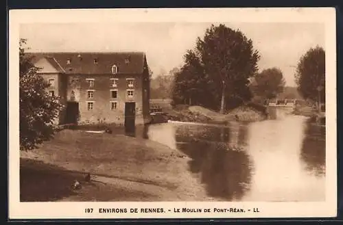 AK Pont-Réan, Le Moulin sur la rivière avec végétation environnante