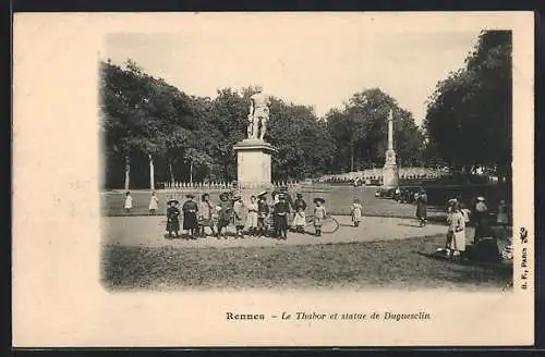 AK Rennes, Le Thabor et statue de Du Guesclin