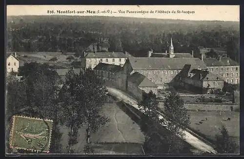 AK Montfort-sur-Meu, Vue Panoramique de l`Abbaye de St-Jacques