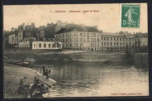 AK Redon, Abreuvoir, Quai de Brest