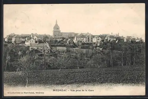 AK Médréac, Vue prise de la Gare