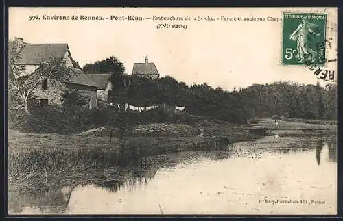 AK Pont-Réan, Embouchure de la Seiche, Ferme et ancienne Chapelle (XVIe siècle)