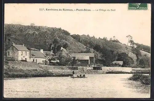 AK Pont-Réan, Le Village du Boël avec barque sur la rivière