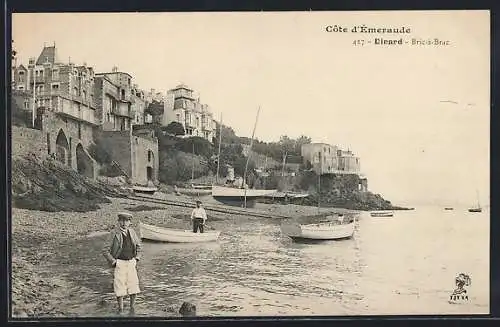 AK Dinard, Côte d`Émeraude avec bateaux et villas en bord de mer