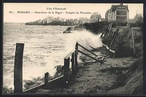 AK Paramé, Démolition de la digue après la tempête de novembre 1905