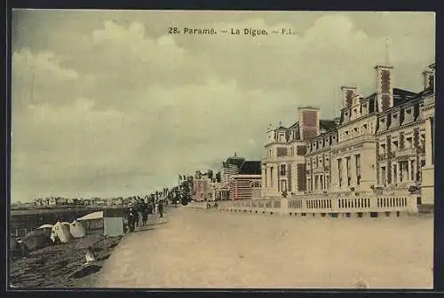 AK Paramé, La Digue et promeneurs le long des villas élégantes