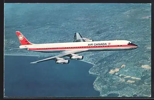 AK Douglas DC-8, Air Canada, Flugzeug in der Luft