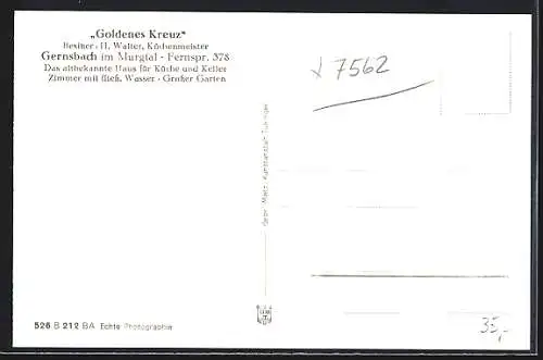 AK Gernsbach im Murgtal, Gasthof zum Goldenen Kreuz, Aussenansicht