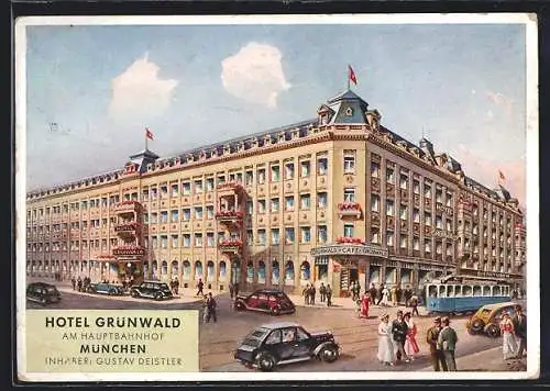 Künstler-AK München, Hotel Grünwald