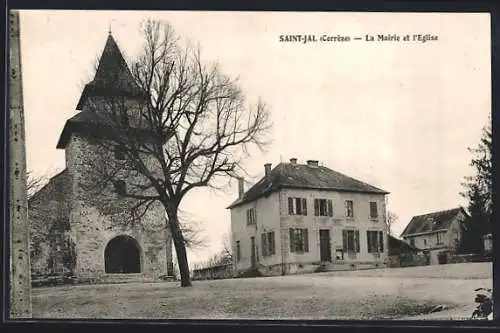 AK Saint-Jal, La Mairie et l`Église