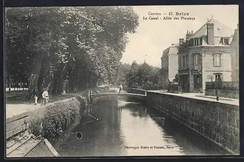 AK Brive, Le Canal, Allée des Platanes