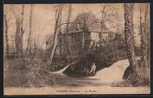 AK Larche, Le Moulin et le ruisseau en hiver