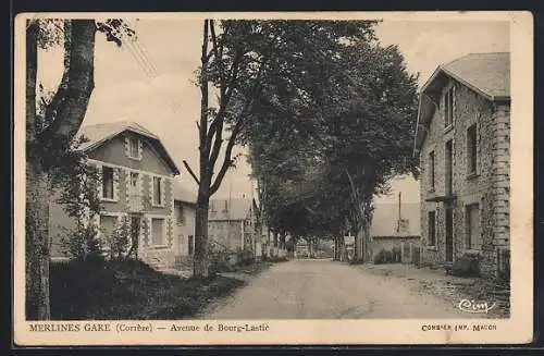 AK Merlines, Avenue de Bourg-Lastic et bâtiments environnants