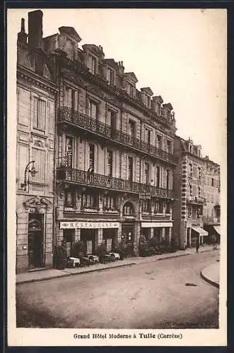 AK Tulle, Facade du Grand Hôtel Moderne avec restaurant et boutiques adjacentes