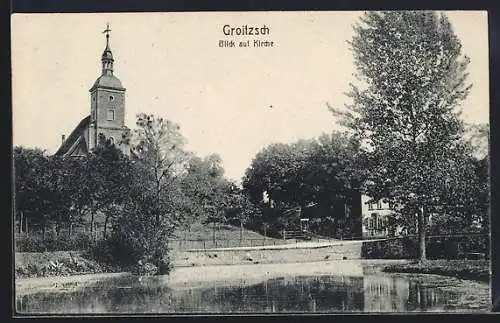 AK Groitzsch / Sa., Blick auf die Kirche