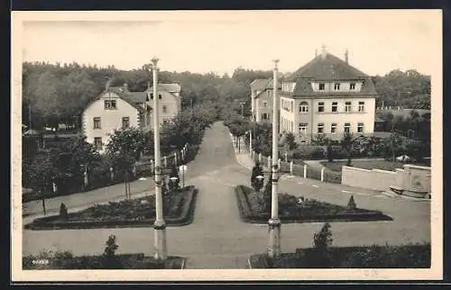 AK Arnsdorf /Sa., Blick über die Anstaltsstrasse