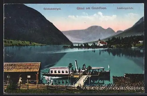 AK Gössl am Grundlsee, Salzkammergut, Landungsplatz