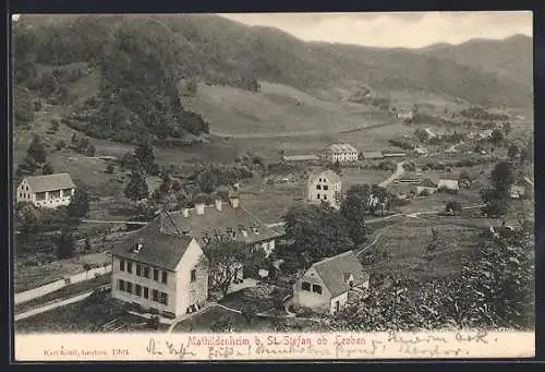 AK St. Stefan ob Leoben, Mathildenheim mit Strasse aus der Vogelschau