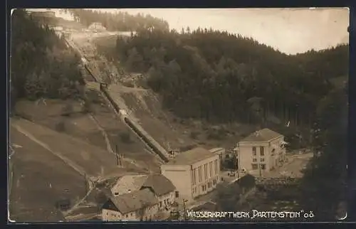 AK St. Martin im Mühlkreis, Wasserkraftwerk Partenstein aus der Vogelschau