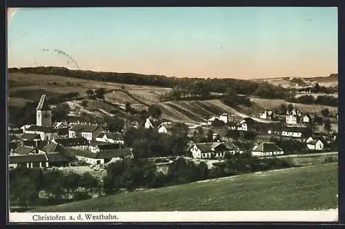 AK Christofen an der Westbahn, Ortsansicht von einem Feld aus