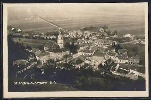 AK St. Andrä-Wördern /N. Ö., Gesamtansicht mit Landstrasse aus der Vogelschau