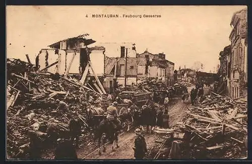 AK Montauban, Faubourg Gasseras après destruction