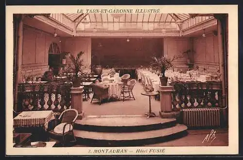 AK Montauban, Intérieur de l`Hôtel Fusier avec salle à manger élégante