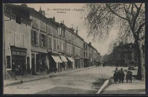 AK Montauban, Faubourg Gasseras mit Geschäften und Passanten