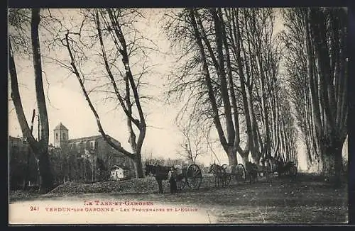 AK Verdun-sur-Garonne, Les Promenades et l`Église