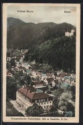 AK Gutenstein /N. Ö., Totalansicht mit Schloss Hoyos und Ruine aus der Vogelschau