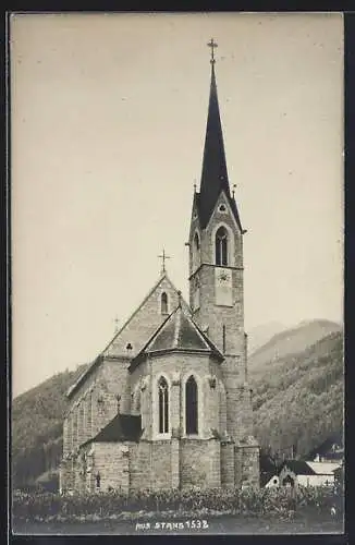 AK Stans, Kirche mit Bergpanorama