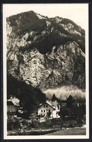 AK Weichselboden, Hotel Walcher mit Bergpanorama aus der Vogelschau