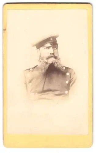 Fotografie F. Tellgmann, Mühlhausen i. Th., älterer Soldat in Uniform mit Vollbart