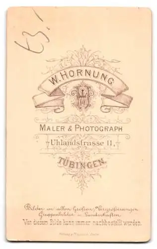 Fotografie W. Hornung, Tübingen, Einjährig-Freiwilliger in Uniform