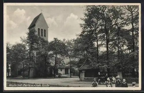 AK Westerholt / Westf., Strassenpartie an der katholischen Kirche