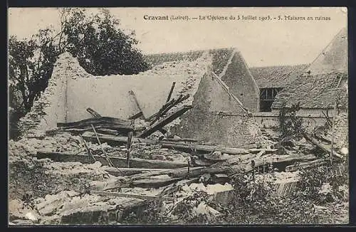 AK Cravant, Durch Unwetter am 3.7.1905 zerstörtes Haus