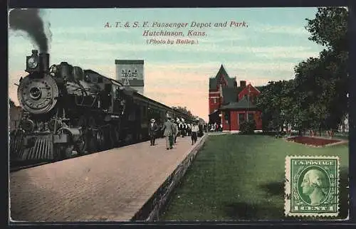 AK Hutchinson, KS, A. T. & S. F. Passenger Depot and Park