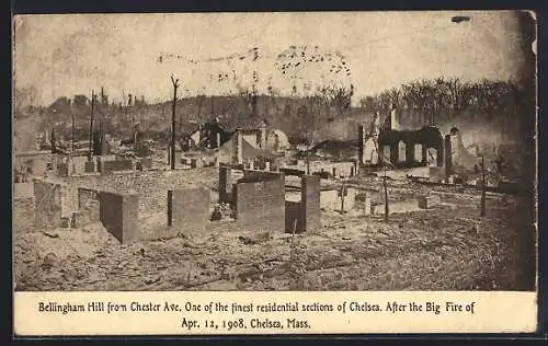 AK Chelsea, MA, The Big Fire of Apr. 12 1908, Bellingham Hill from Chester Ave.