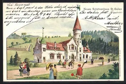 Lithographie St. Gallen, Eidg. Schützenfest 1904, Neues Schützenhaus