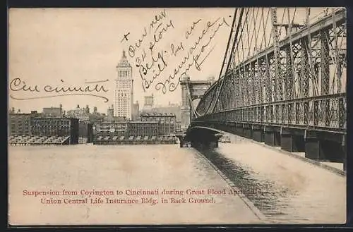 AK Cincinnati, Great Flood 1913, Suspension from Covington to Cincinnati