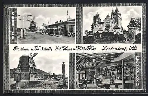 AK Leobendorf, Rasthaus und Tankstelle Hans und Hilde Kos, Windmühle