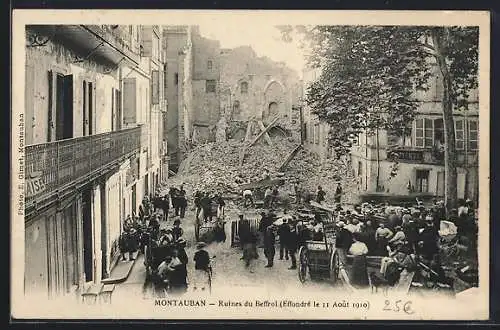 AK Montauban, Ruines de Beffroi, 11. 8. 1910, Einsturz des Glockenturms