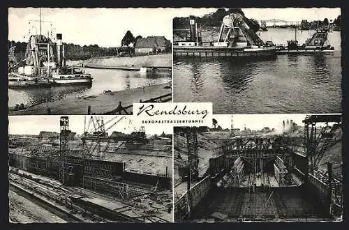 AK Rendsburg, Europastrassentunnel, mit Mittelstück im Bau