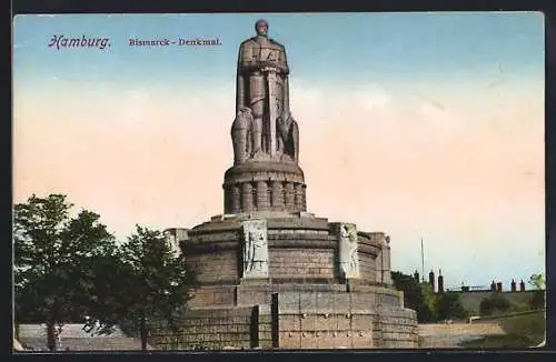 AK Hamburg-St.Pauli, Das Bismarck-Denkmal