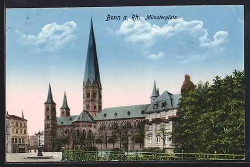 AK Bonn a. Rh., Münsterplatz mit Münster